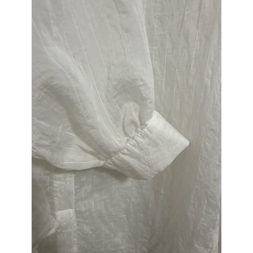 Zara Woman's White Striped Button-Up Blouse Top Long Sleeve Small S - Picture 4 of 9